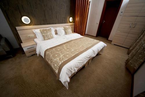 第比利斯伊比利亚迪杜贝酒店的一间酒店客房,房内配有一张大床