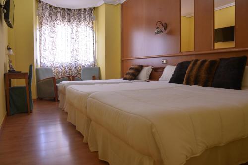 卡萨斯-伊瓦涅斯阿罗斯酒店 的酒店客房设有两张床和窗户。