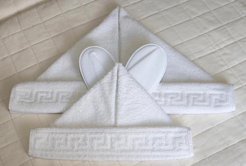 埃尔莫波利斯埃斯佩兰斯1号酒店的桌子上一双白色毛巾