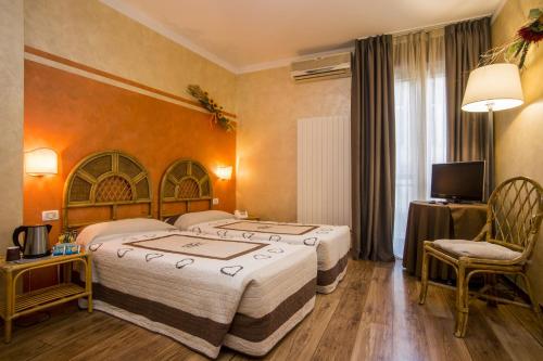 奥斯塔乐帕吉欧特酒店的酒店客房设有两张床和电视。