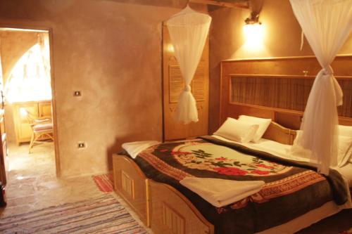 阿布辛贝Eskaleh Eco-Lodge的一间卧室,卧室内配有一张大床