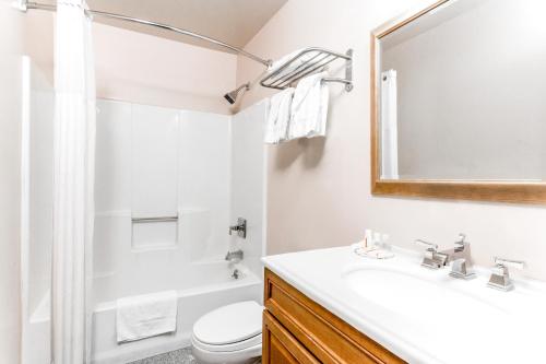 Wurtsboro沃茨伯勒戴斯酒店的一间带水槽、卫生间和镜子的浴室
