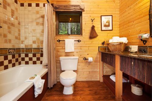 菲尔德教堂山旅馆酒店的浴室配有卫生间、浴缸和水槽。