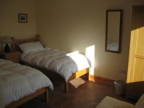 巴里菲尔特30 Dun an Oir的一间卧室设有两张单人床和一面镜子
