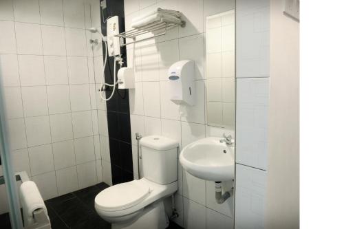卢穆特卢穆特贝雷萨酒店的白色的浴室设有卫生间和水槽。