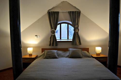 瓦拉日丁伊斯特拉酒店的一间卧室设有一张大床和窗户