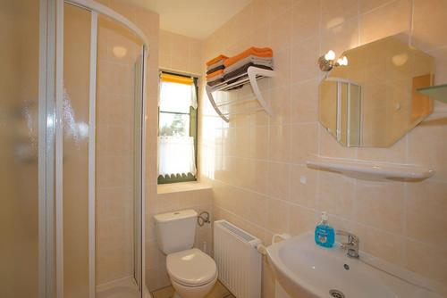 格洛韦费恩沃农科勒公寓的浴室配有卫生间、盥洗盆和淋浴。