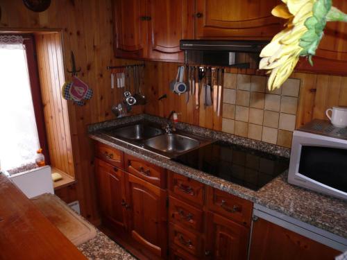 安达洛Chalet Sheila的厨房配有水槽和微波炉