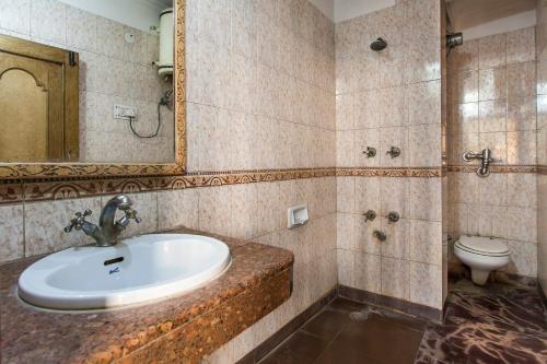 新德里阳光大酒店 的一间带水槽和卫生间的浴室