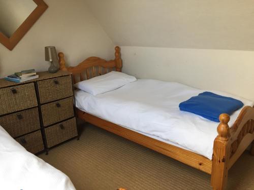 唐帕特里克Brookvale Cottage的一间卧室配有两张单人床和一个梳妆台