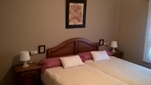 库列拉Apartamento Cabañal的一间卧室配有一张带两个枕头的床