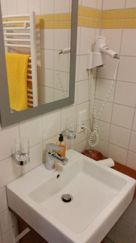 Heßheim艾伦伯格餐厅及酒店 的浴室设有白色水槽和镜子