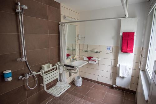 耶拿耶拿阿卡德米亚酒店的带淋浴和盥洗盆的浴室