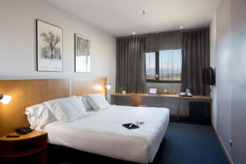 莫勒山谷博塔思屋塔酒店的酒店客房设有一张大床和一张书桌。