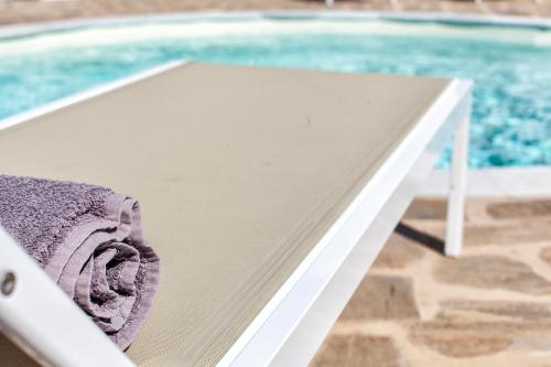 纳克索斯岛卡斯特拉基Glyfada's Villa的游泳池旁的床垫