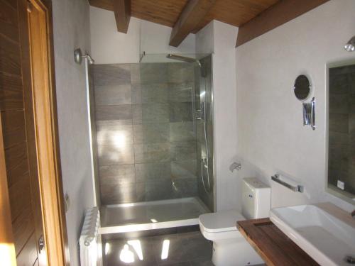 Aransá卡莱斯克拉乡村民宿的带淋浴、卫生间和盥洗盆的浴室