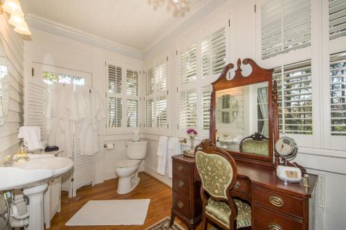韦恩斯维尔橡树山爱巷住宿加早餐旅馆的浴室配有盥洗池、卫生间和镜子。