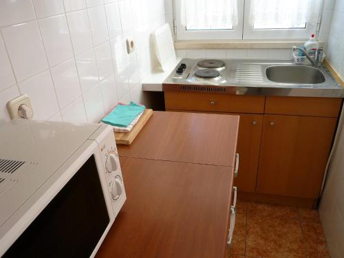 杜布罗夫尼克Apartments Villa Kosovic - ground floor的一间带水槽和洗碗机的小厨房