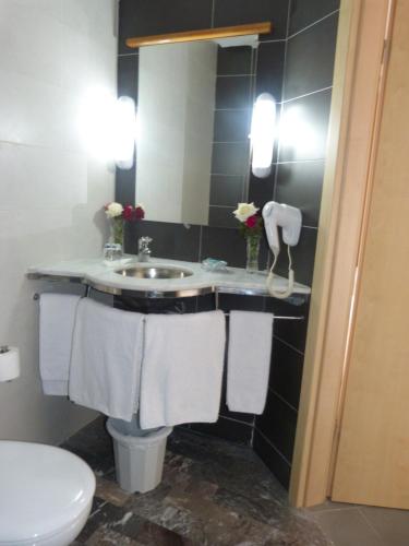 非斯菲斯艾瑞娜酒店的浴室配有盥洗盆、卫生间和毛巾。
