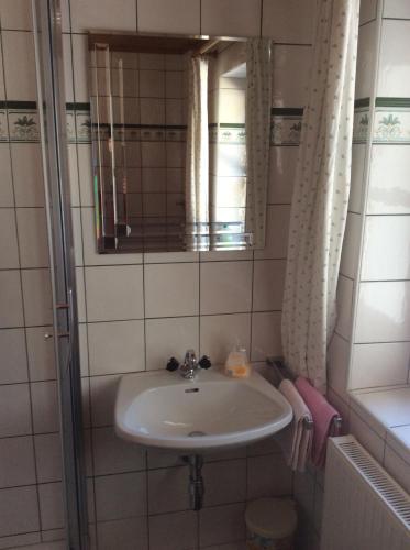 萨尔察赫河畔戈灵Ferienhaus Niederl的一间带水槽和镜子的浴室