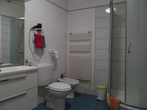 NašiceGuesthouse Ivancica的浴室配有卫生间、盥洗盆和淋浴。