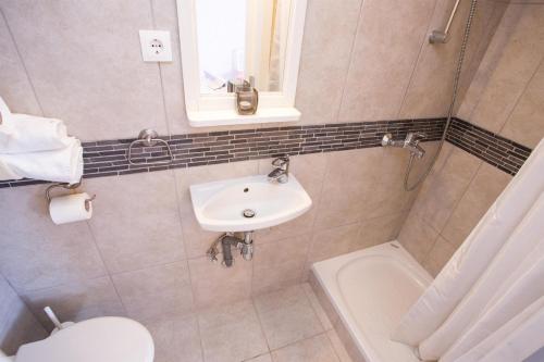 瓦比尼科Holiday Home Smokovec的一间带水槽、卫生间和镜子的浴室