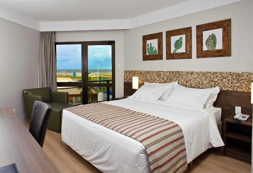 阿拉卡茹阿拉卡茹兹力酒店的一间设有大床和窗户的酒店客房