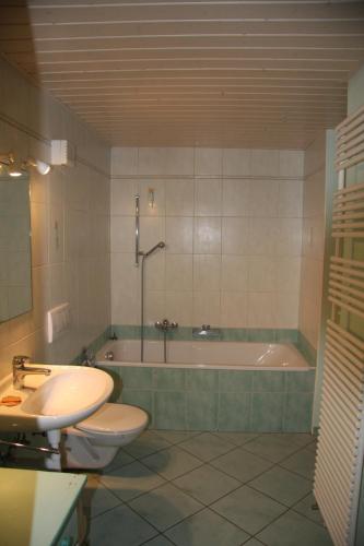 Le PaquierLe Polder的带浴缸、卫生间和盥洗盆的浴室