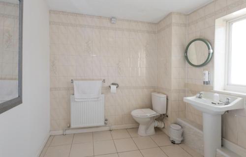 蒙默思河畔酒店的一间带卫生间和水槽的浴室
