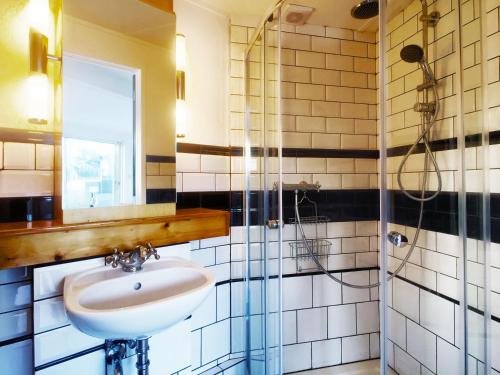 阿姆斯特丹迪亚船屋住宿加早餐旅馆的一间带水槽和淋浴的浴室