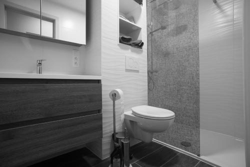 奥斯坦德O-Mer Oostende的浴室配有卫生间、盥洗盆和淋浴。