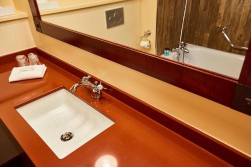 考普瓦利Disney Hotel Cheyenne的一间带水槽和镜子的浴室
