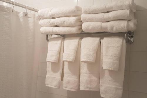 加蒂诺Two-Bedroom Apartment Sweet #4 by Amazing Property Rentals的浴室内架上的一束毛巾
