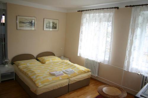 特热邦午睡旅馆的一间卧室设有一张床和两个窗户。