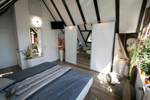 Luxus-Apartment mit wunderschönem Panoramablick客房内的一张或多张床位