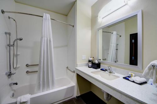 马斯科吉马斯科吉贝斯特韦斯特优质酒店的带浴缸、水槽和淋浴的浴室