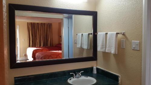 威廉姆斯美国摄政酒店 的一间浴室内的镜子和水槽