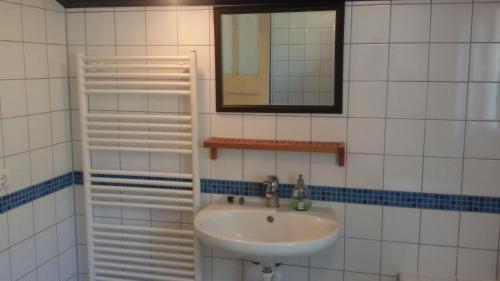 Oostwold米尔兰德住宿加早餐旅馆的一间带水槽和镜子的浴室