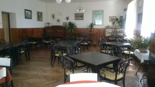 斯塔雷梅斯托Kralicka Chata的一间在房间内配有桌椅的餐厅