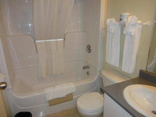 卡普斯卡辛帕克因汽车旅馆的带浴缸、卫生间和盥洗盆的浴室