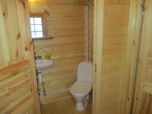 ÞórshöfnSmyrill Cottages的一间带卫生间和水槽的浴室
