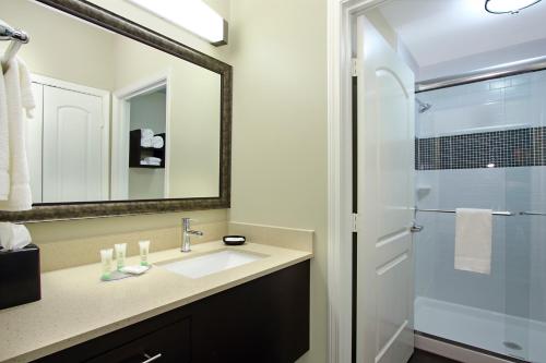 休斯顿医疗中心瑞赖安体育馆套房酒店的一间浴室