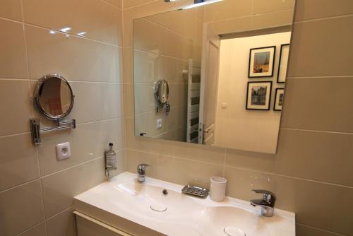 里昂La Suite Terreaux的一间带水槽和镜子的浴室