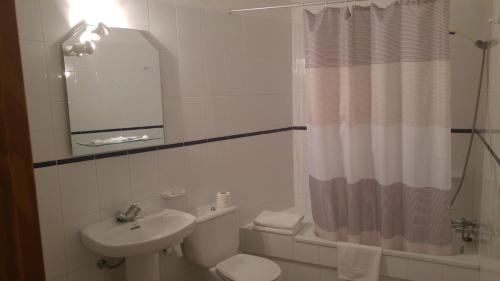 圣地亚哥海滩马特尔公寓的一间带水槽、卫生间和镜子的浴室