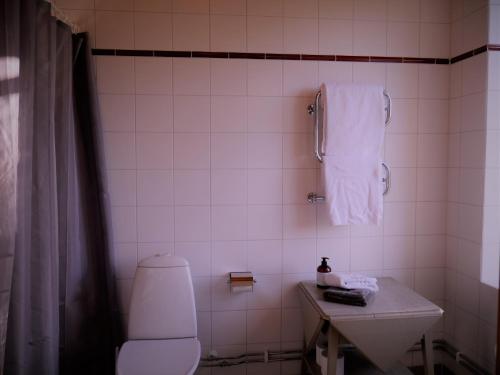 图默利拉Onkel Enkels Pensionat的浴室配有卫生间、水槽和毛巾。