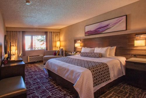 联合市联合市硅谷北皇冠假日酒店的酒店客房设有一张大床和一张沙发。