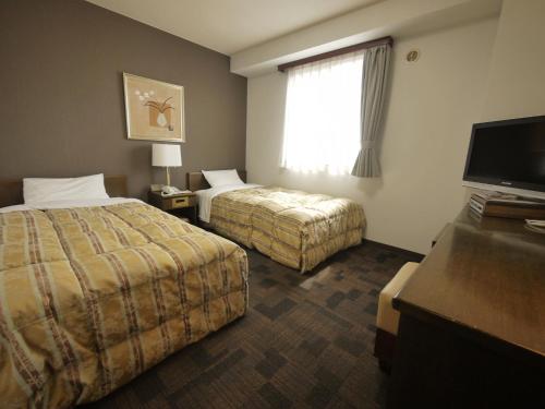 南阿尔卑斯市南阿尔卑斯山路线酒店的酒店客房设有两张床和一台平面电视。