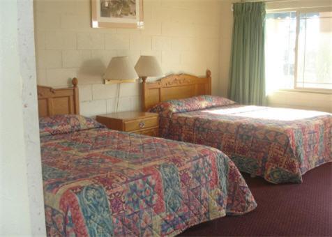 图莱里乡村客栈的酒店客房设有两张床和窗户。