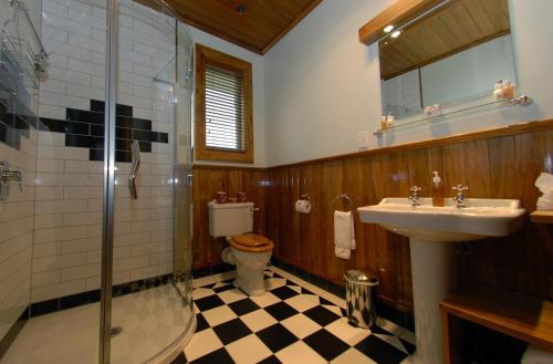 弗朗兹约瑟夫霍里家园住宿加早餐酒店的一间带水槽、淋浴和卫生间的浴室