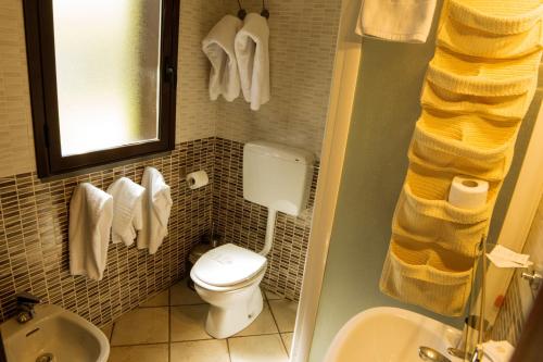 尼科洛西火山腹地住宿加早餐酒店的一间带卫生间、水槽和镜子的浴室